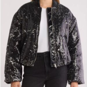 Blank NYC Black Sequin Bomber Jacket